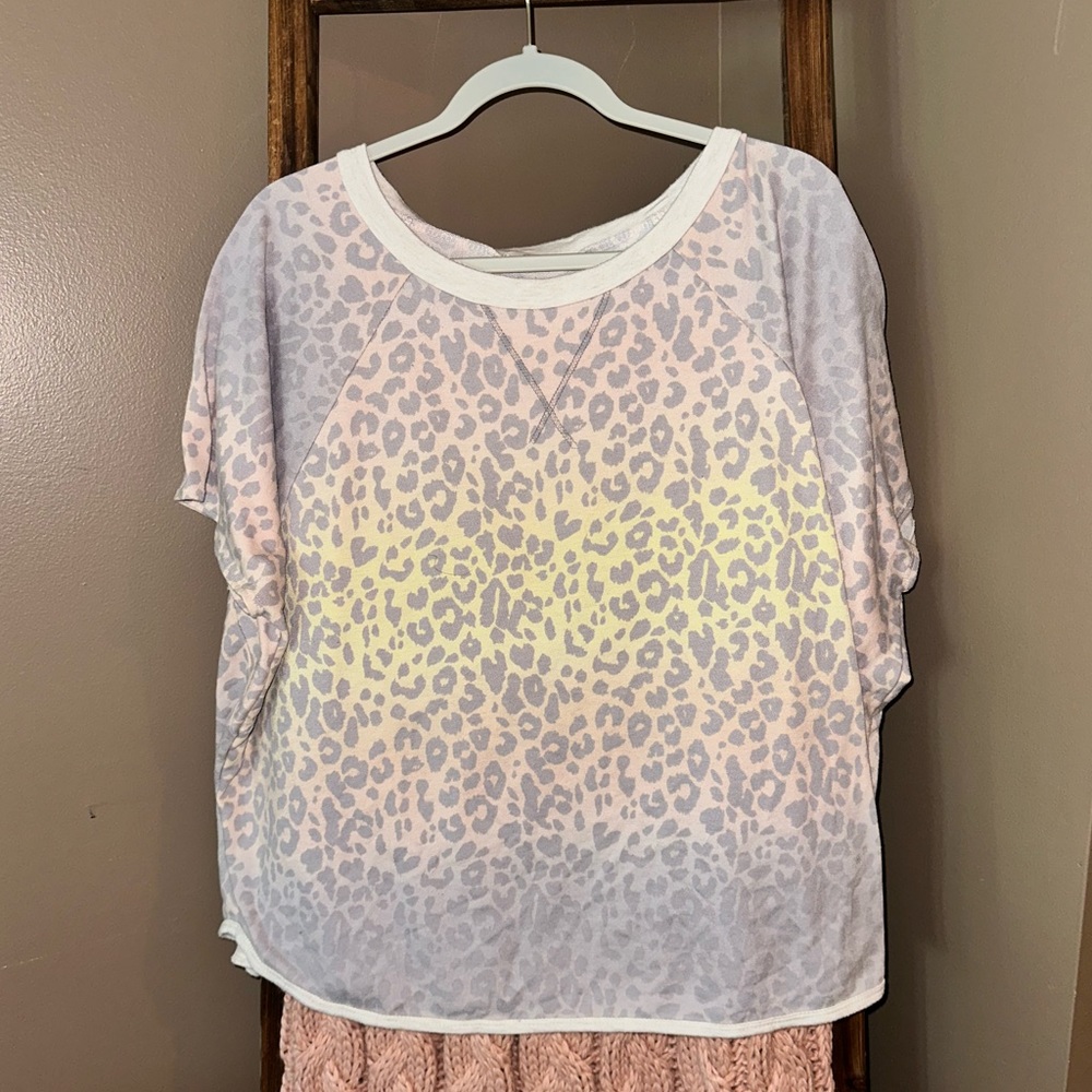 multicolored leopard top